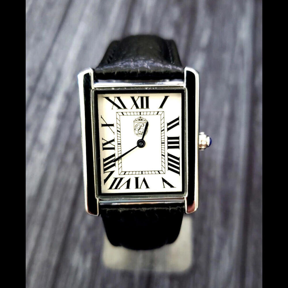 Iconic Pierre Lucerne 1888 Men Classic Tank Watch Black Band - Picture 4 of 16